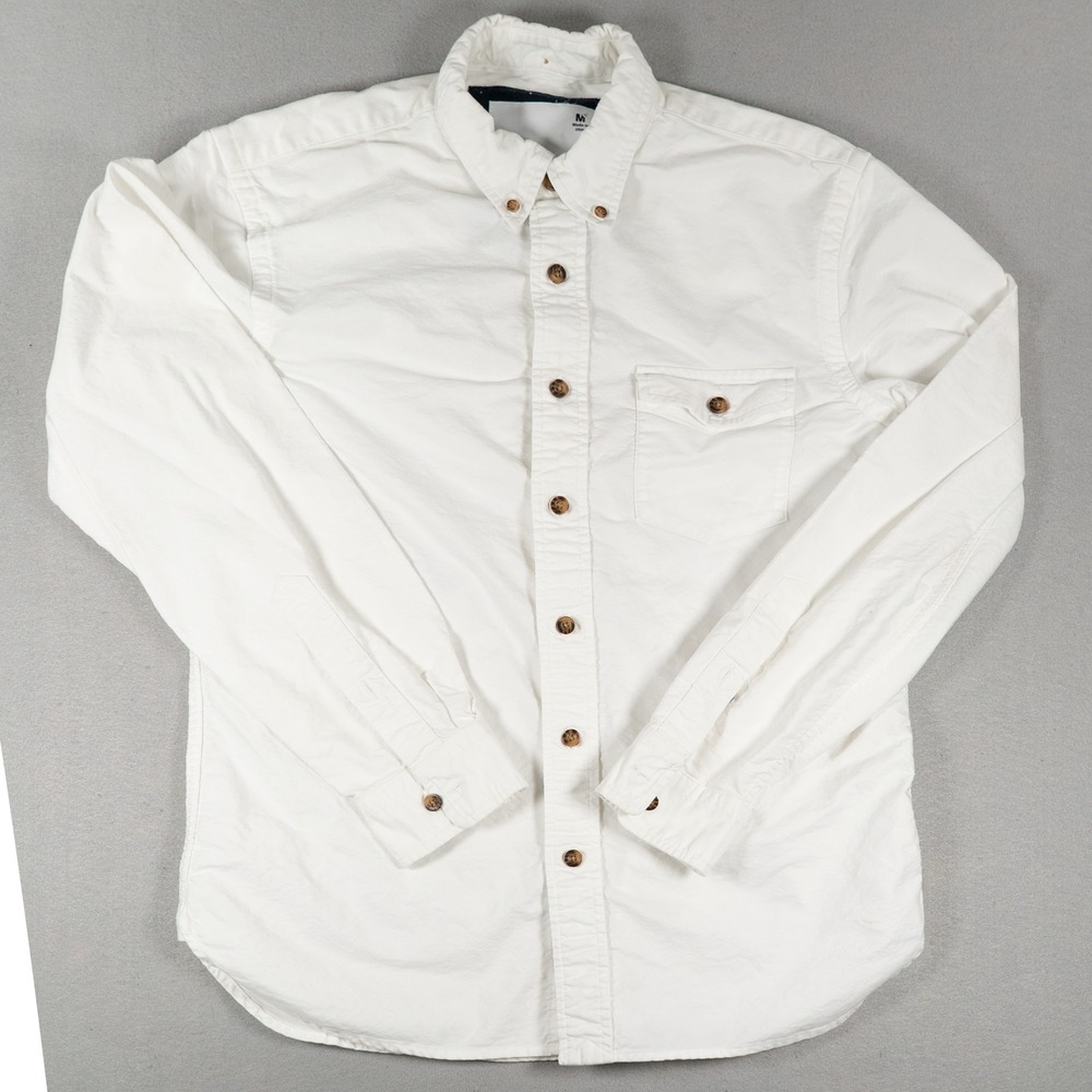The Academy Brand Mens Button Down Shirt Long Sleeve Cotton White Size M Preppy